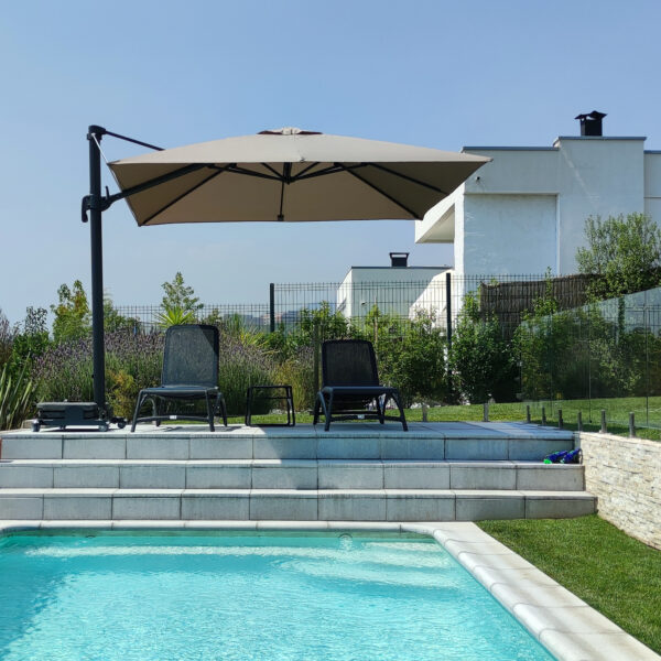 Quitasol Terraza con base 3x3 lateral flexo
