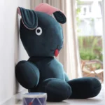 Peluche puff gigante Conejo co9 Velvet Recycled Petrol - Azul Oscuro - Imagen 2